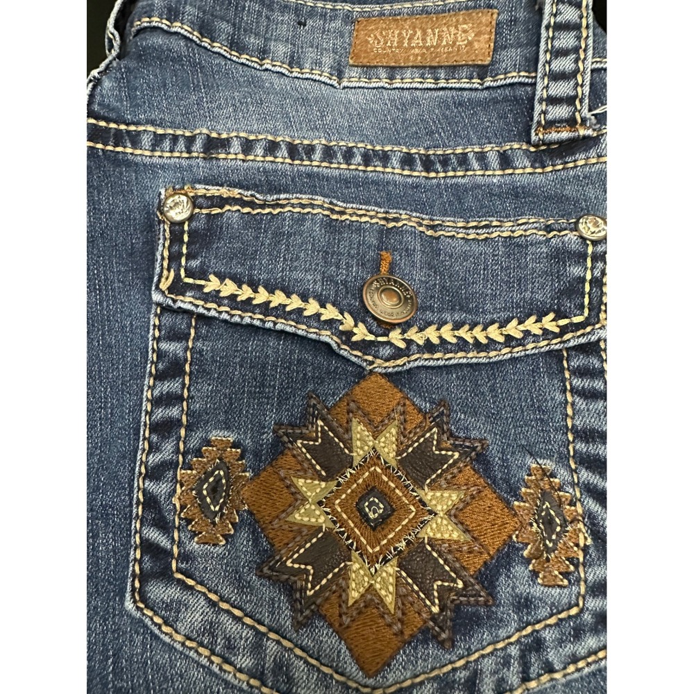 Shyanne Womens Bootcut Jeans 32 Regular Medium Wash Embroidered Pockets Western